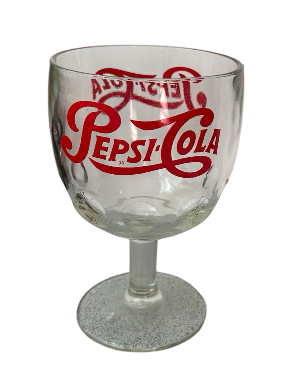 Vintage 70's Pepsi-Cola Thumbprint Pedestal Goblet
